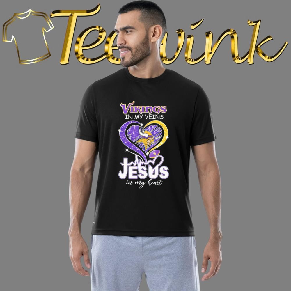 Best Vikings in my veins Jesus in my heart Minnesota Vikings logo shirt image 1 Best Vikings in my veins Jesus in my heart Minnesota Vikings logo shirt image 1